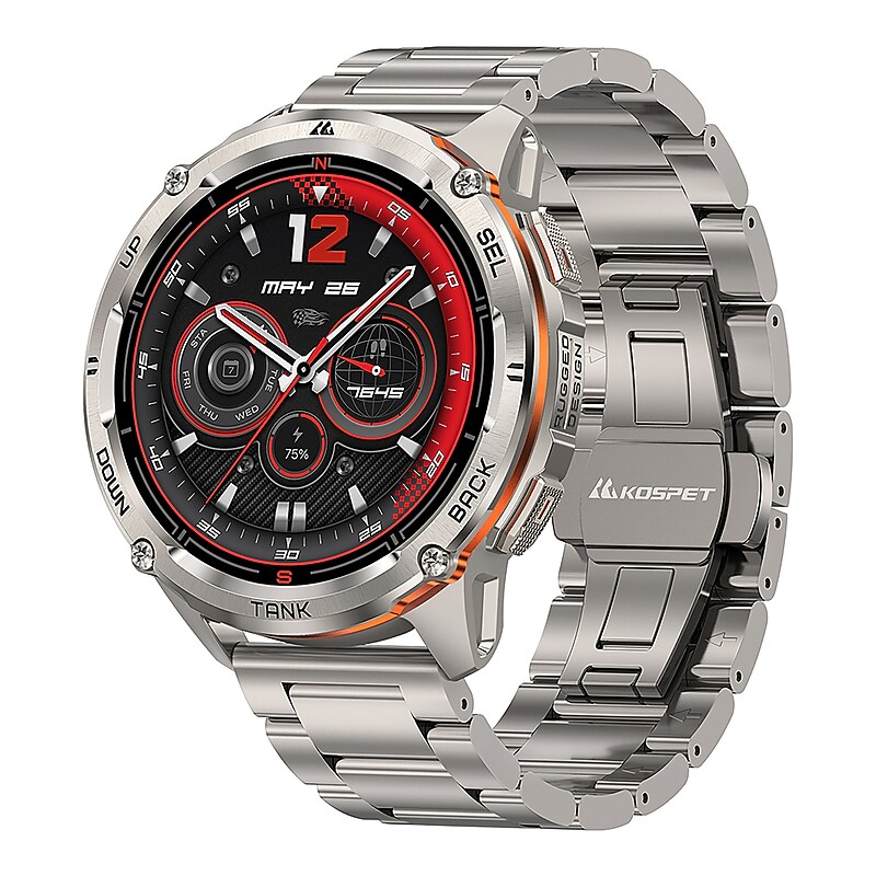 KOSPET TANK T3 Ultra 2 AMOLED GPS Smartwatch with Stainless Steel Band, 1.43", Silver (P-TUS002-S) image 1