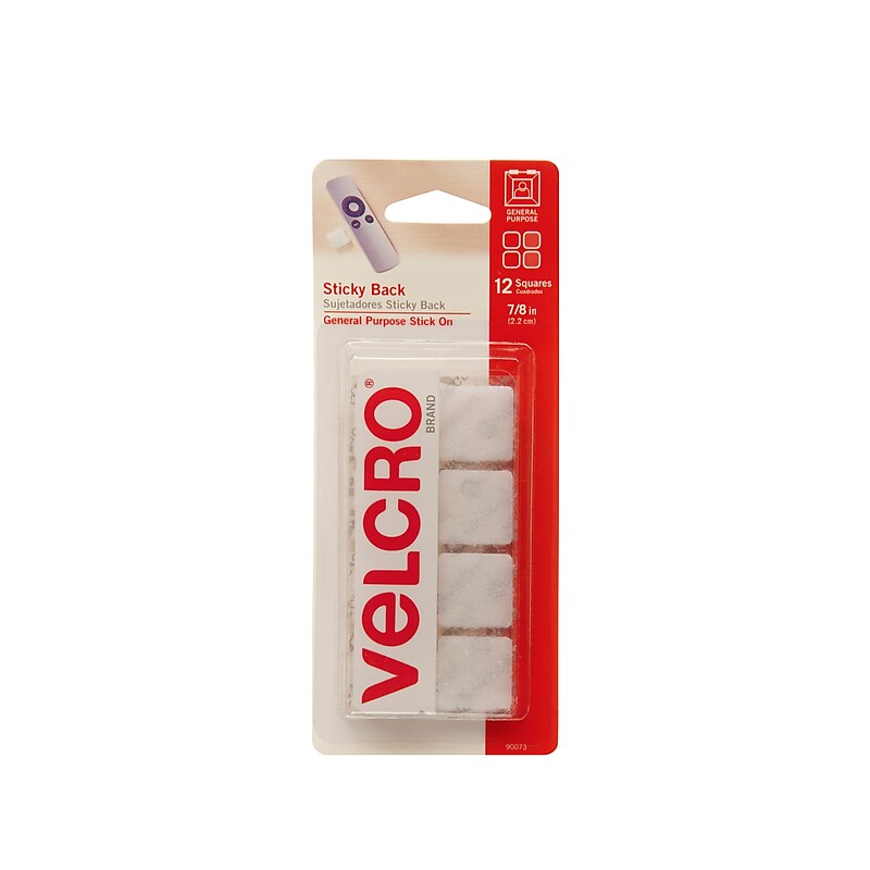Velcro® Brand 7/8" Sticky Back Hook & Loop Fastener Mounting Squares, White, 12/Pack (90073) image 1
