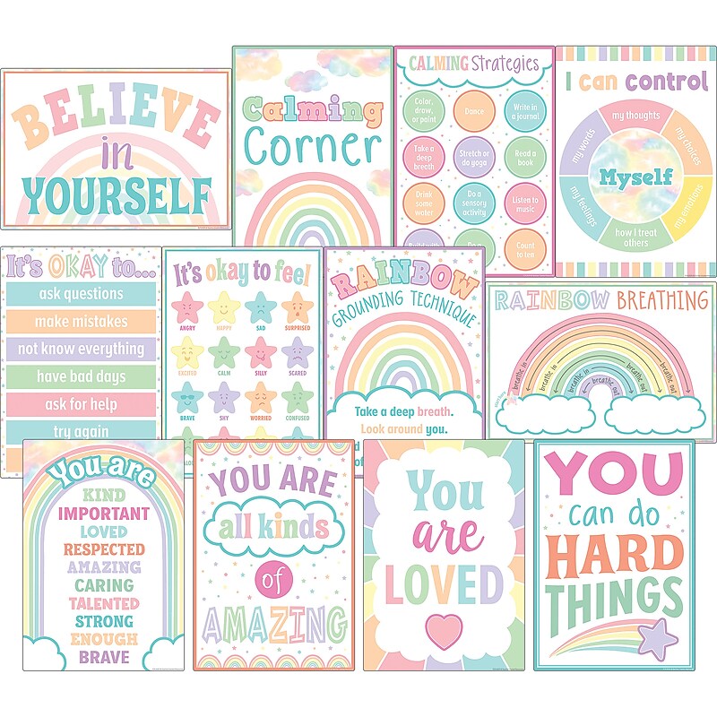 Teacher Created Resources Pastel Pop Calming Strategies Small Poster, 12/Set (TCR8439) image 1
