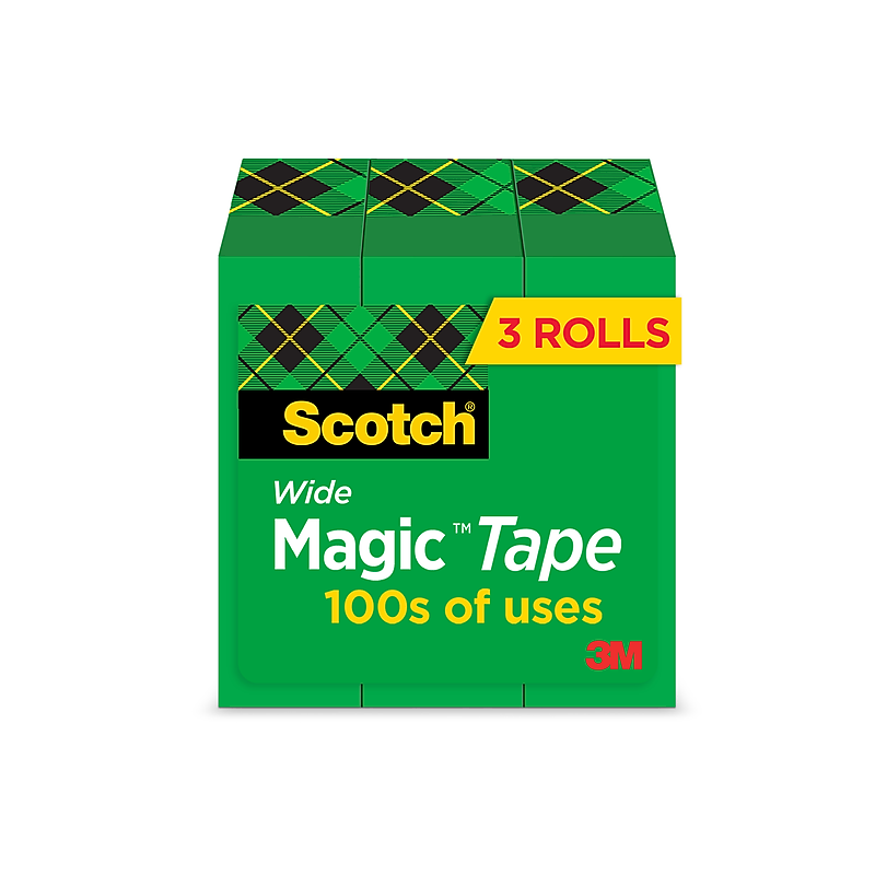 Scotch Magic Invisible Clear Tape Refill, 1" x 72 yds., 3" Core, Clear, 3 Rolls/Pack (810-72-3PK) image 1