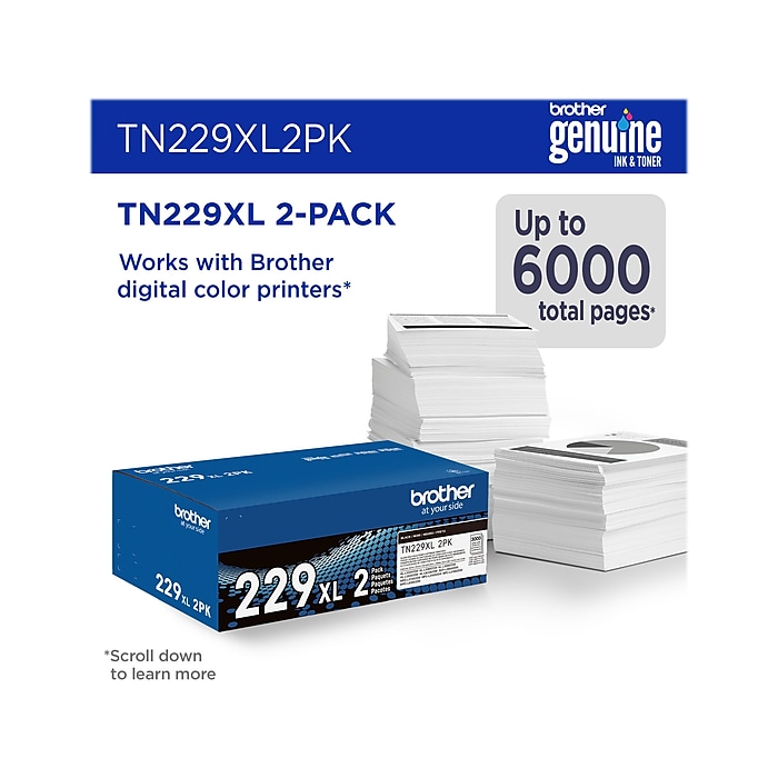 Brother TN229XL Black High Yield Toner Cartridge, 2/Pack Brother TN229XL Black High Yield Toner Cartridge, 2/Pack