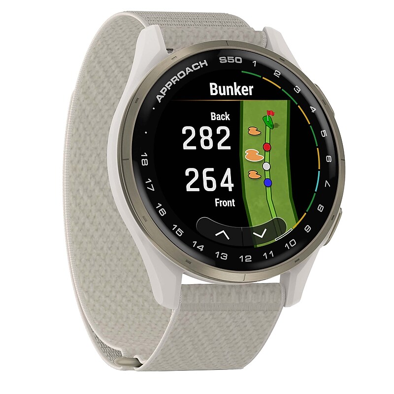 Garmin Approach S50 Golf Smartwatch, GPS, 1.2", Ivory ComfortFit Nylon Band (010-03010-01) image 1