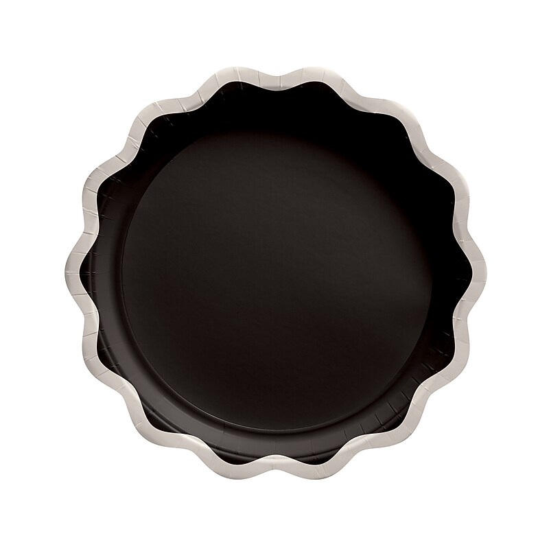 Party City Birthday Chic 7" Paper Plates, Black/Silver, 8 Plates/Pack (AM54010002) image 1