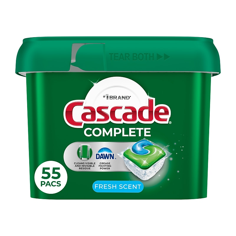 Cascade Complete ActionPacs Dishwashing Detergent Pacs, Fresh Scent, 55 Pacs/Pack (55196/60810) image 1