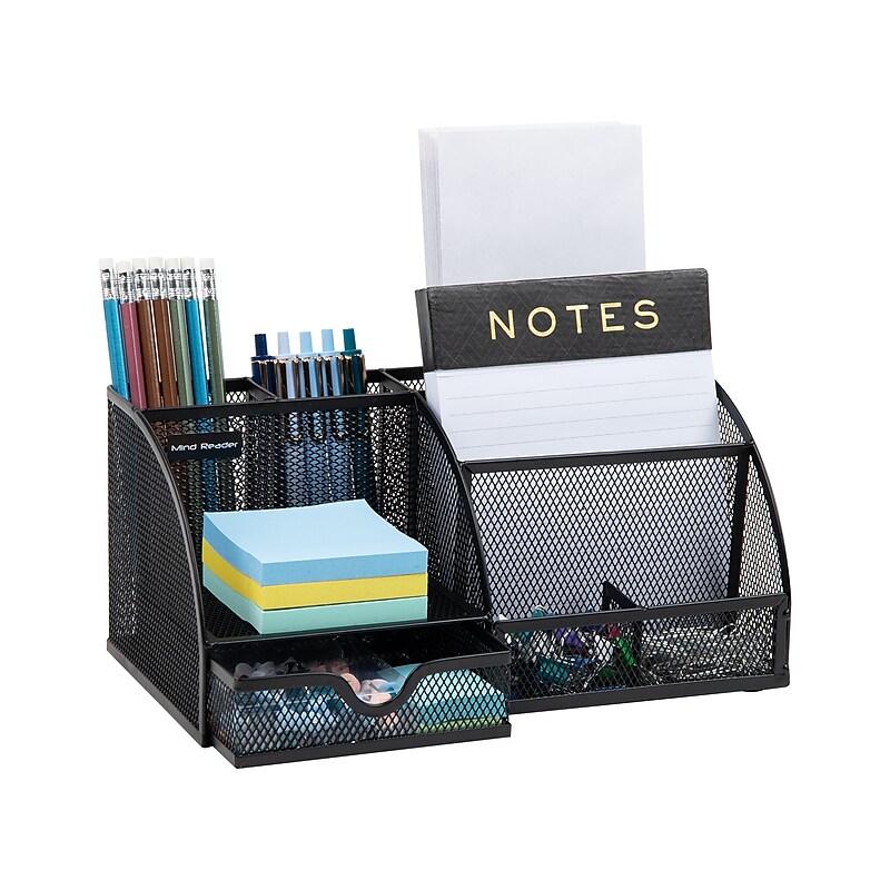 Mind Reader 7-Compartment Metal Desk Organizer File and Accessory Storage, Black (JOEORG-BLK) image 1