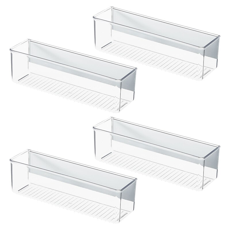 iDESIGN Magnetic Small Plastic Storage Bins, 3.25" x 11" x 3", Clear, 4/Pack (28131M4) image 1