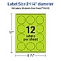 Avery Laser/Inkjet Multipurpose Circle Labels, 2.25" Dia., Bright Green, 960/Box (94510)~#|#~BAB32AFB-AB37-4B23-AA2FC1558B4B16DA_sc7