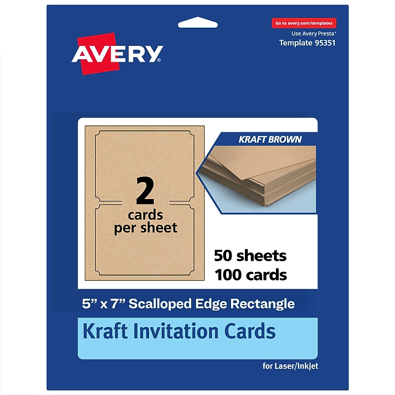 Avery Integrated Cards, 5" x 7", Matte Kraft Brown, 100/Box (95351) image 1