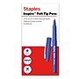 Staples Inspire Felt Tip Pen, Medium Point, 0.7mm, Blue Ink, Dozen (ST63327)~#|#~BABCFE1A-3B49-4AA3-92E3271B5C7C6769_sc7