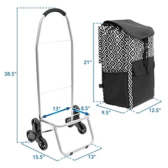 Mount-It! Stair Climber Shopping Cart with Bag, Black/White (MI-923)