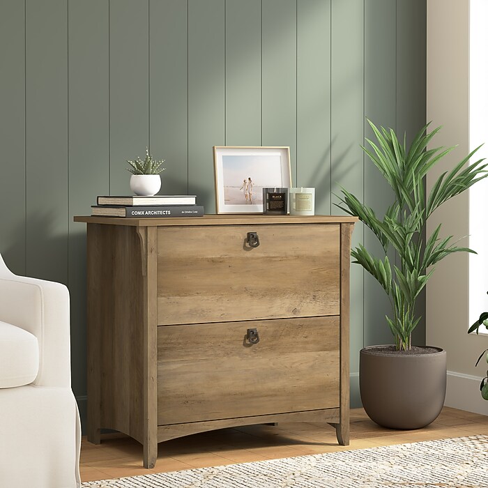 Bush Home Salinas 2 Drawer Lateral File Cabinet, Reclaimed Pine