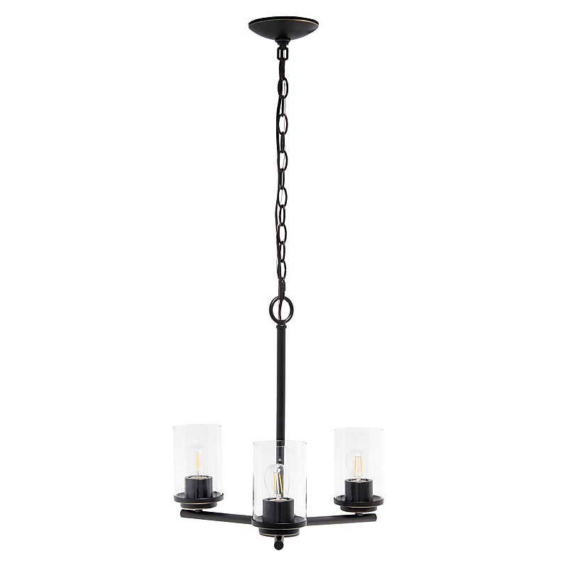 Lalia Home 3-Light 15" Classic Clear Glass and Metal Hanging LED Pendant Chandelier, Restoration Bronze (LHP-3012-RZ) image 1