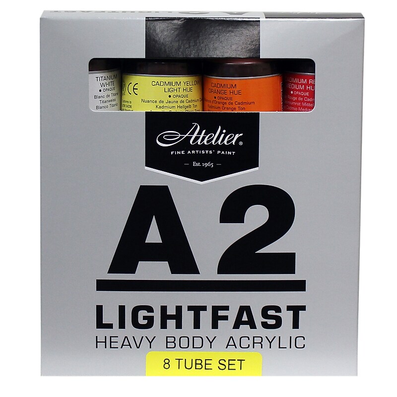 Chroma Atelier A2 Lightfast Acrylic Paint Tube, Assorted Colors, 120ml, 8/Set (CRM7391) image 1