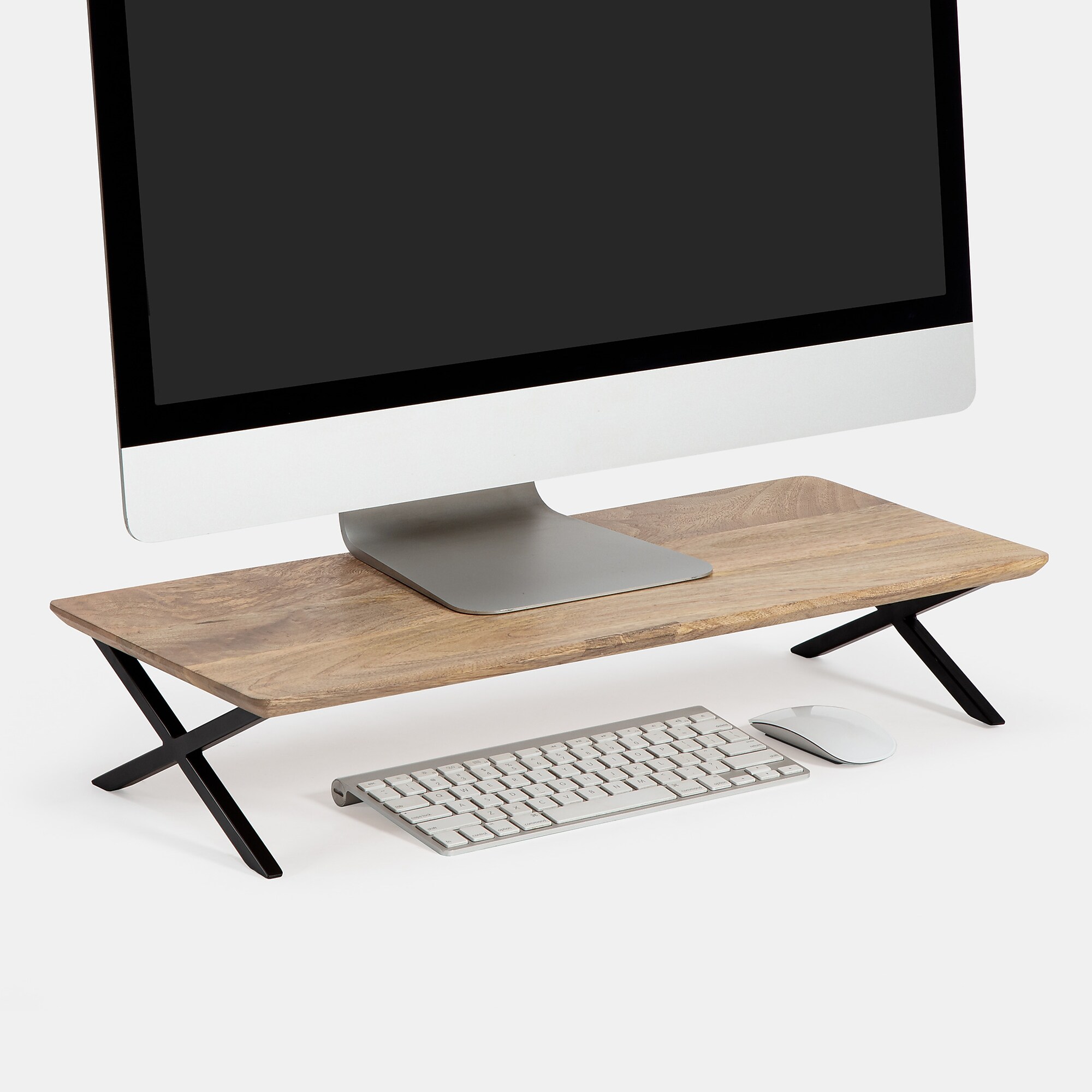 Anji Mountain Mango Wood & Metal Monitor Stand, Up to 32″ Monitor, Natural (MS-MNG-04BLK) Sansujyuku sansujyuku.com