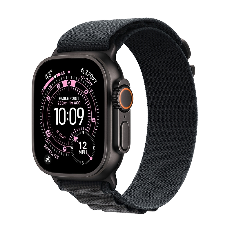 Apple Watch Ultra 3 GPS + Cellular Smartwatch, 49mm, Black Titanium Case with Black Alpine Loop, Small (MF0Q4LW/A) image 1