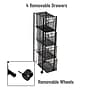 Mind Reader 4-Drawer Mobile Desk Art Supply Organizer with Wheels, Metal, Black (4OPDR-BLK)~#|#~BAEFBE53-D139-4059-9B4A1FF01812E16F_sc7