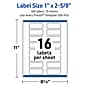 Avery Laser/Inkjet Rectangle Multipurpose Labels, 1" x 2-5/8", White, 160/Pack (S00F45)~#|#~BB006912-67E0-47AB-88AC2303A53F50B9_sc7