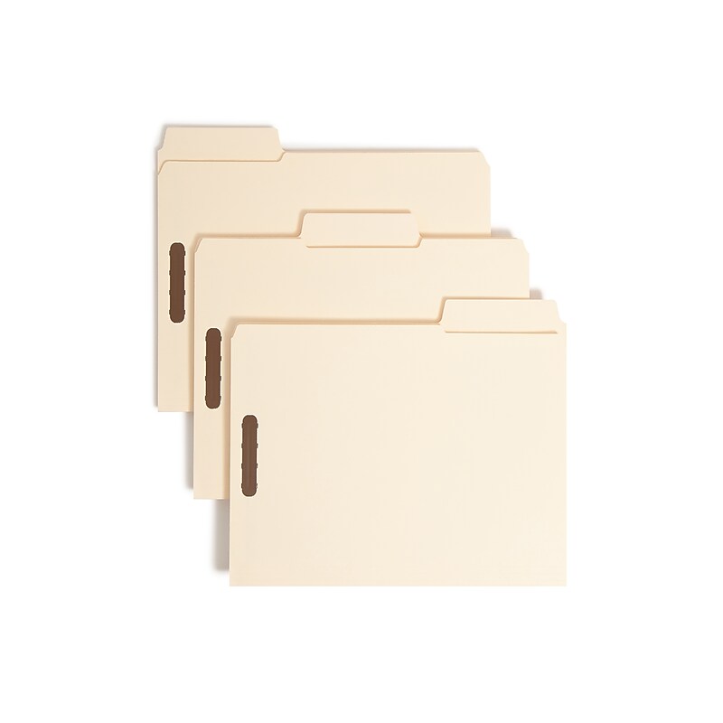 Smead SuperTab® Heavy Duty Manila Fastener Folder, Reinforced 1/3-Cut Tab, Guide Height, Letter Size, 50 per Box (14545) image 1