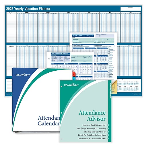 2025 ComplyRight Attendance Tracker 36" x 24" Yearly Dry Erase Wall