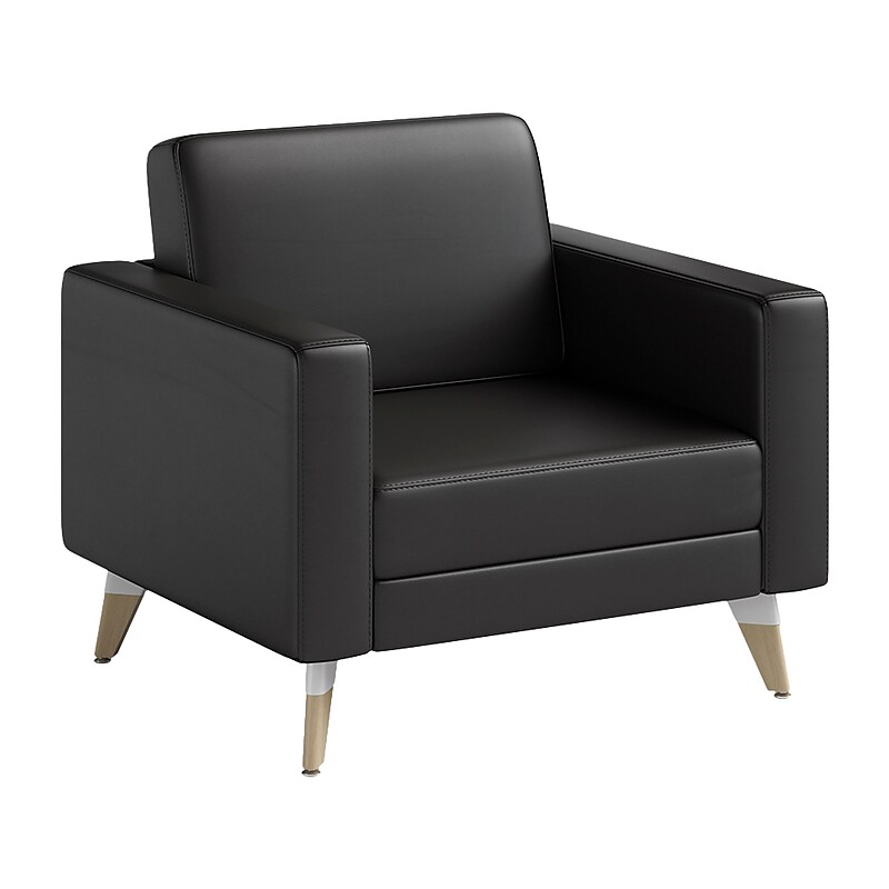 Safco Resi Vinyl Lounge Chair, Black (1732RESFEET4PKBL) image 1