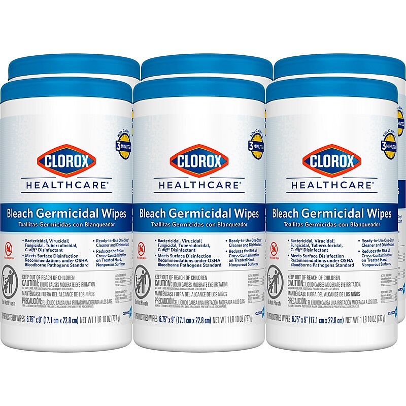 Clorox Healthcare Disinfecting Wipes, Clean Scent, 70 Wipes/Canister, 6/Carton (CLO35309CT) image 1