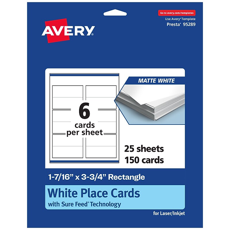 Avery Integrated Cards, 1-7/16" x 3.75", Matte White, 150/Pack (95289) image 1