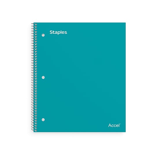 STAPLES Accel Durable Poly Cover 1‑Subject Notebook, 8.5” x 11”, College Ruled, Teal~#|#~BB2C4EA5-F457-400E-8DB07DD2BDCB4F86_sc7