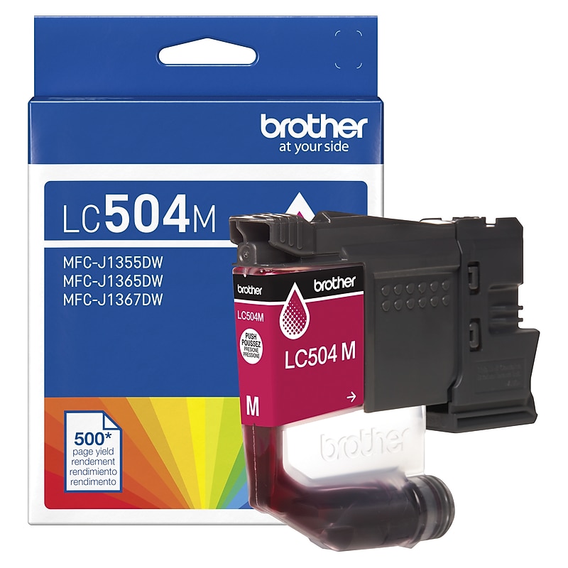 Brother LC504 Magenta Standard Yield Ink Cartridge, Prints up to 500 Pages (LC504M) image 1