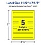 Avery Laser/Inkjet Rectangle Multipurpose Labels, 1.5" x 7.5", Neon Yellow, 100/Pack (94231)~#|#~BB32EDF0-0DA1-4E4C-A497EA836447D43A_sc7