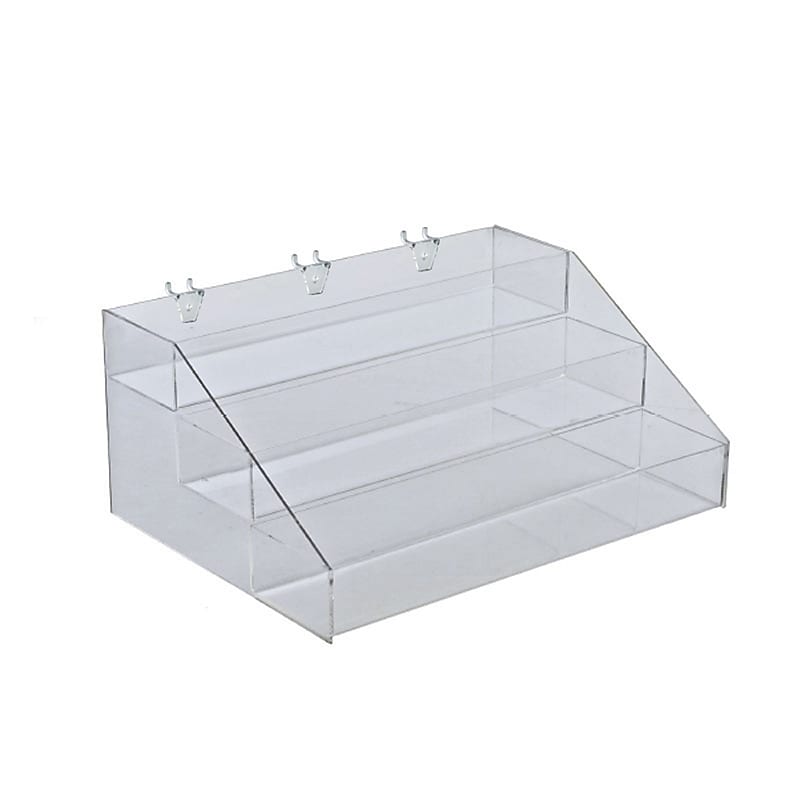 Azar Displays Three-Tier Acrylic Counter/Pegboard/Slatwall Step Display image 1