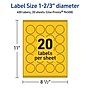 Avery Round Laser/Inkjet Multipurpose Labels, 1-2/3" Dia, Bright Yellow (400/Pack)~#|#~BB3F74DF-EB8C-4A73-A1CEDCD12872B19B_sc7