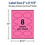 Avery Laser/Inkjet Oval Multipurpose Labels, 2" x 3-1/3", Bright Pink, 160/Pack (94056)~#|#~BB44AD24-CBCE-4D53-8375A8AD174E618C_sc7
