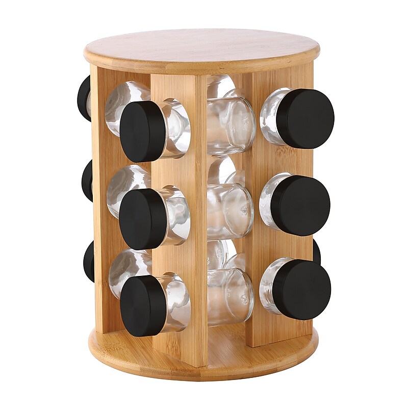 EuroHome Elle Décor 12-Jar Spice Rack Organizer, Bamboo (ELD33173) image 1