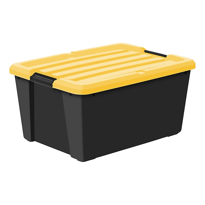 Iris 11.25 Gallon Storage Bin with Latching Lid, Plastic, Black, 4