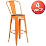 Flash Furniture Lily Contemporary Metal Vertical Back Barstool, Orange, 4-Pieces/Pack (4CH3132030GBORW)~#|#~BB5D554E-7738-4322-B12A757667C07E17_sc7