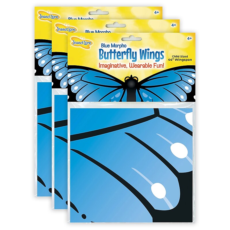 Insect Lore Dress-Up Morpho Butterfly Wings, Blue/Black, 3/Bundle (ILP4810-3) image 1