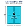Avery Laser/Inkjet Multipurpose Rectangle Labels, 5" x 3.5", Bright Blue, 40/Pack (94256)~#|#~BB662FF1-25F5-497A-84E1331EEE6EDCB3_sc7