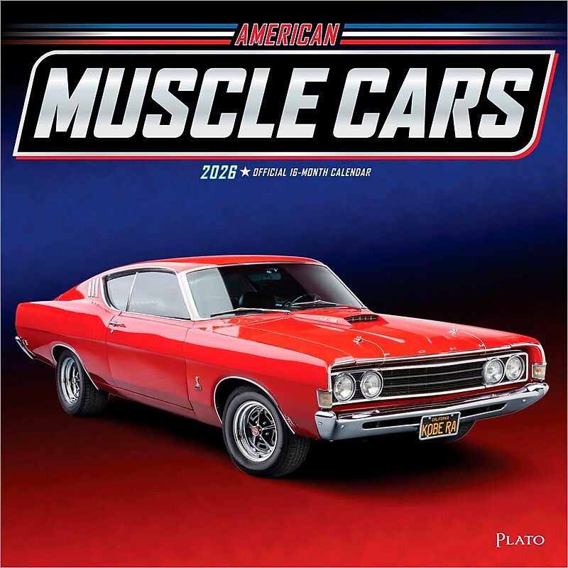 2026 Plato American Muscle Cars 12" x 12" Monthly Wall Calendar (9798330701339) image 1