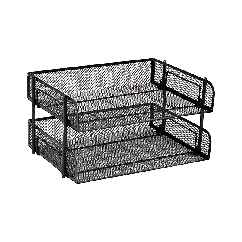 Mind Reader Metal Side Loading Stackable Letter Tray, Letter Size, Black (ESTACK2-BLK) image 1