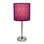 Simple Designs 19.5" LED Table Lamp, Brushed Steel/Purple Shade (LT2024-PRP-CCLB)~#|#~BB6BF8FB-7DFD-4890-A6AB909B55F04B06_sc7
