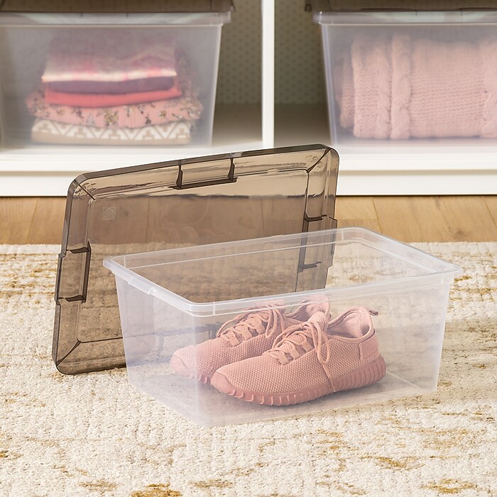 Iris 17 Quart Snap Top Plastic Snap Closure Storage Bin, Clear, 8