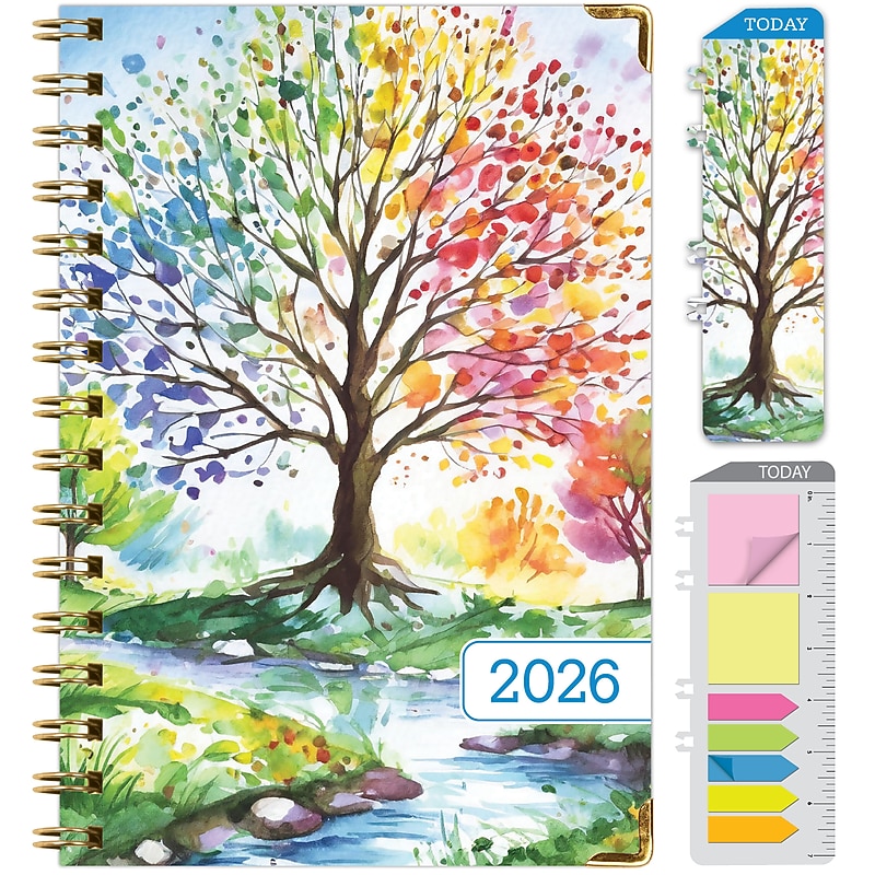 2026 Global Printed Products 5.5" x 8" Weekly & Monthly Planner, Paperboard Cover, Tree Seasons (FSHN-CY26-58-20) image 1
