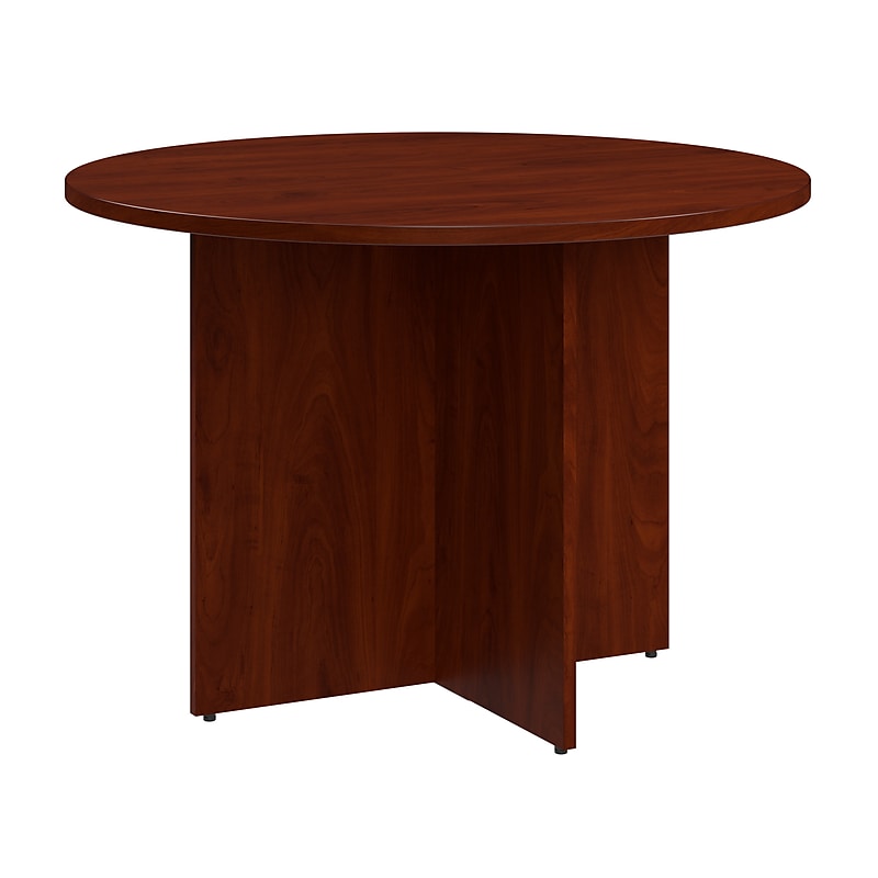 Bush Business Furniture 42W Round Conference Table with Wood Base, Hansen Cherry (99TB42RHC) image 1