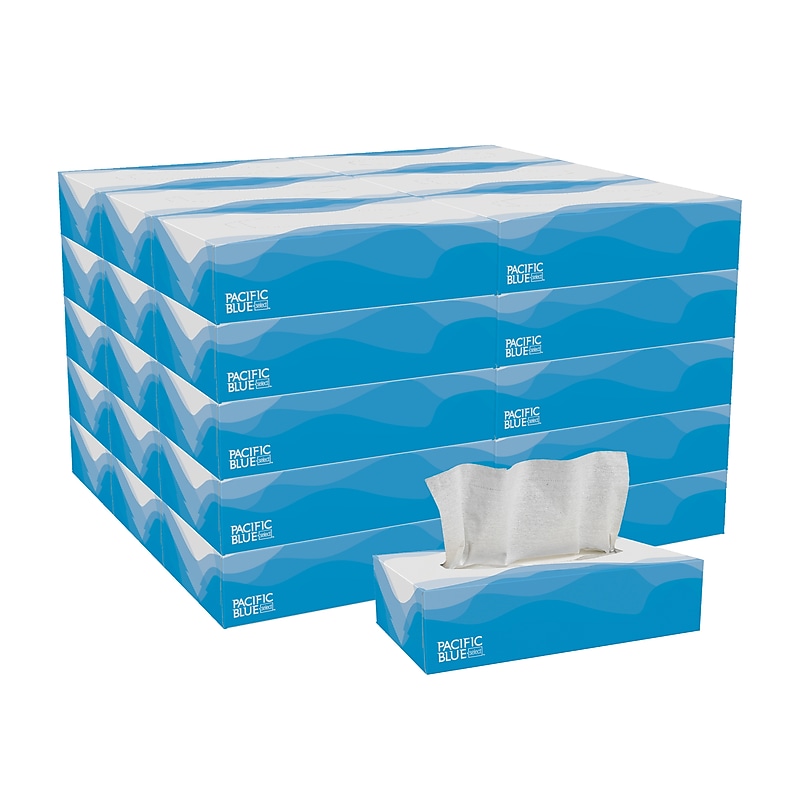 Pacific Blue Select Facial Tissue, 2-ply, 100 Tissues/Box, 30 Boxes/Carton (48100) image 1