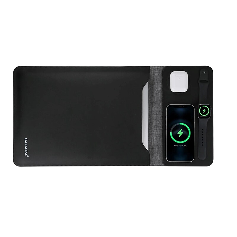 SaharaCase 14" Leather Laptop Sleeve with Wireless Charging, Black (LT00077) image 1