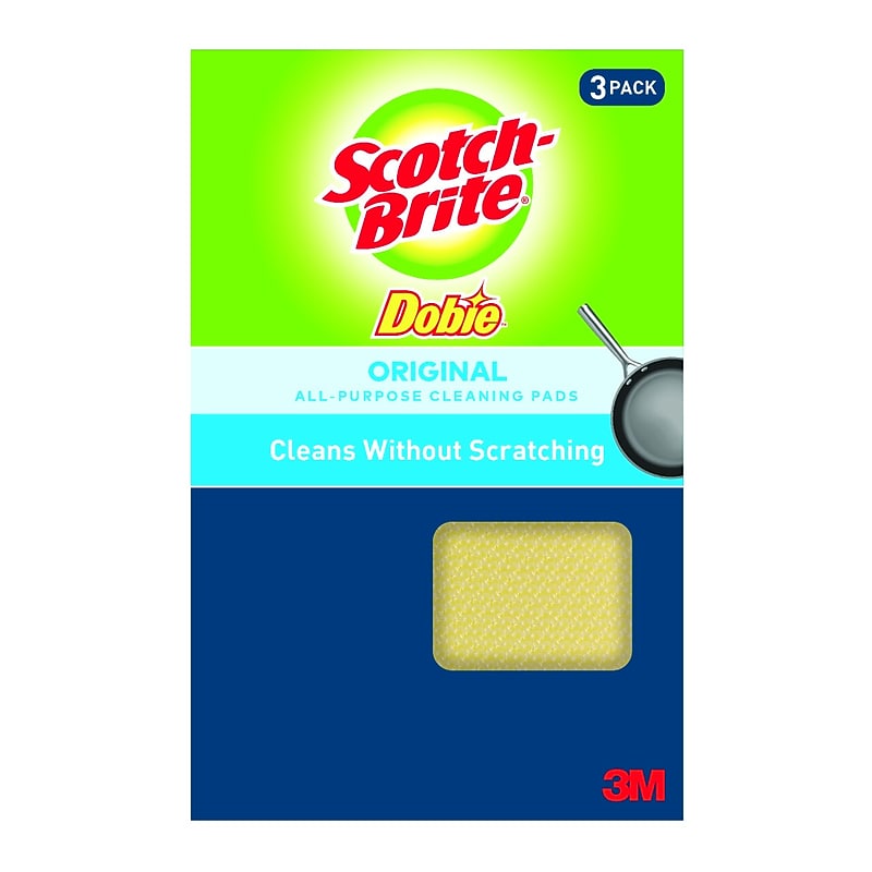 Scotch-Brite Dobie All-Purpose Non-Scratch Scouring Pad, White, 3/Pack (723-2F) image 1