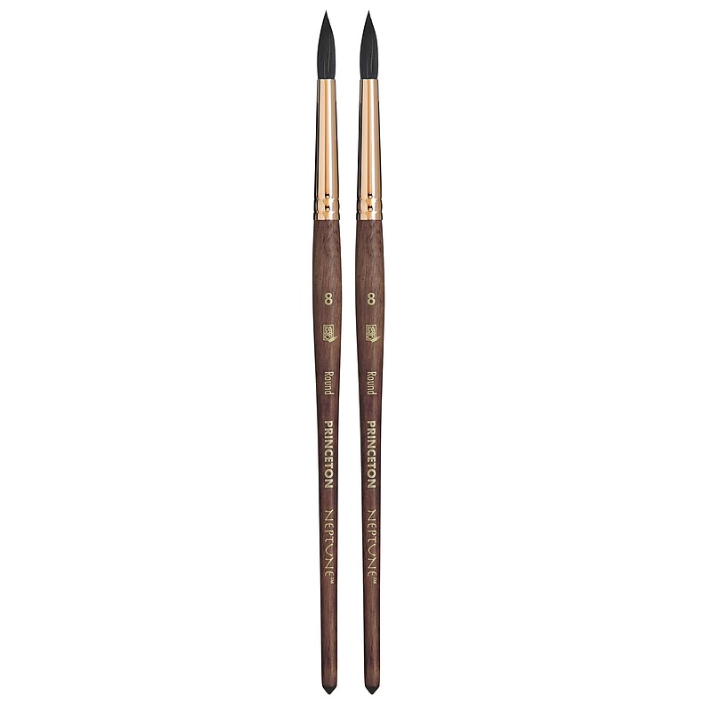 Princeton Neptune Short Handle Watercolor Synthetic Round Brush, 2/Pack (PBXP4750R8-2) image 1