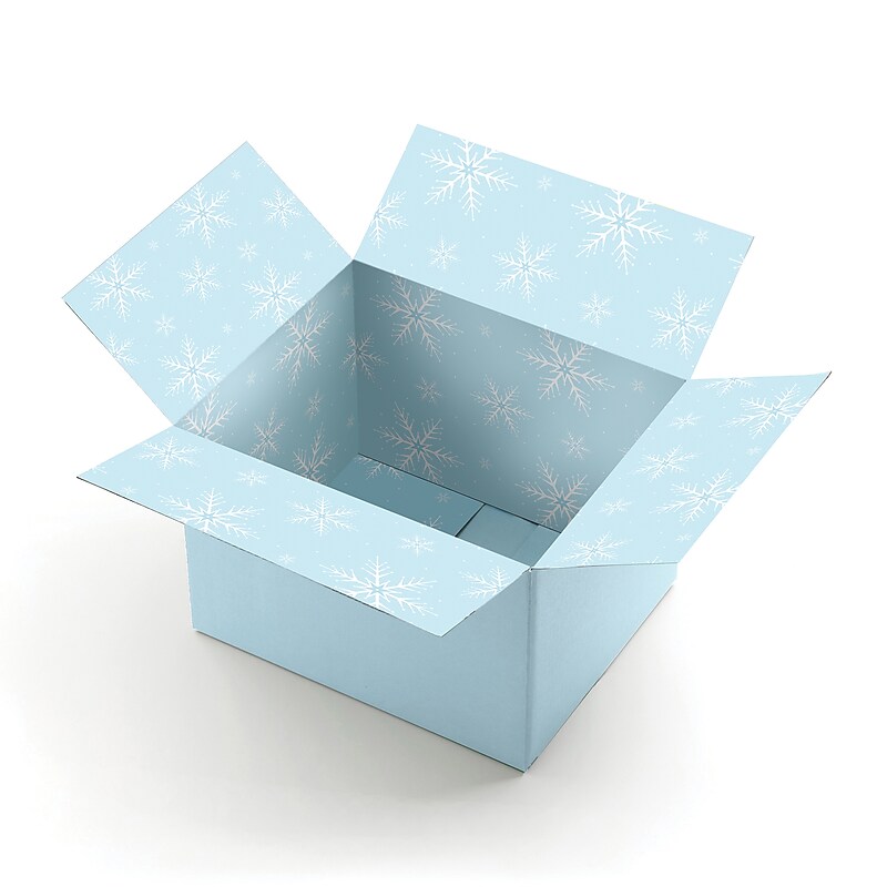 10" x 12" x 8" Decorative Snowflake Shipping Box, Holiday Gift Packaging, 200# Mullen Rated, 2/Pack (2024051) image 1