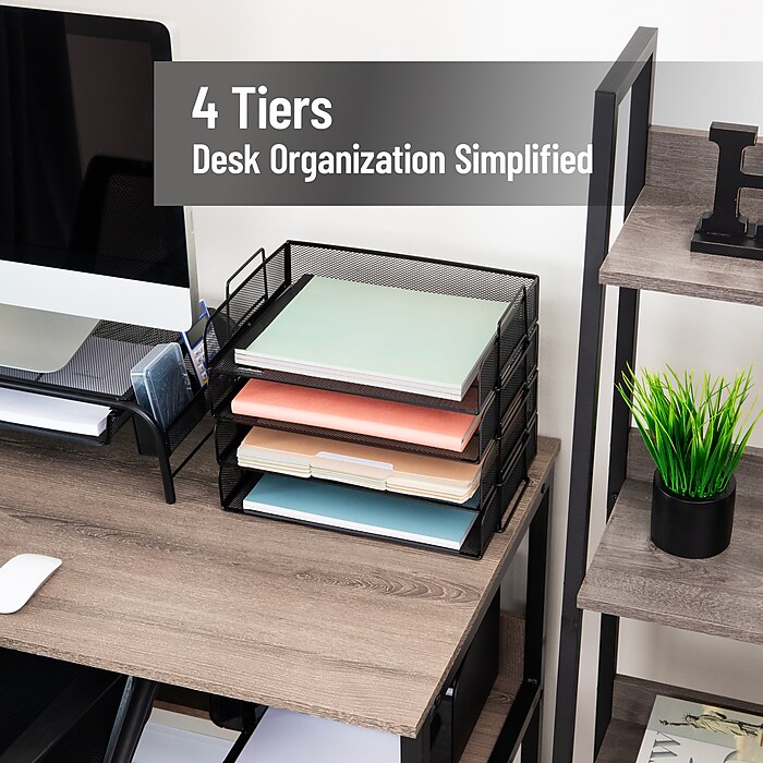 Mind Reader Metal Side Loading Stackable Letter Tray, Letter Size