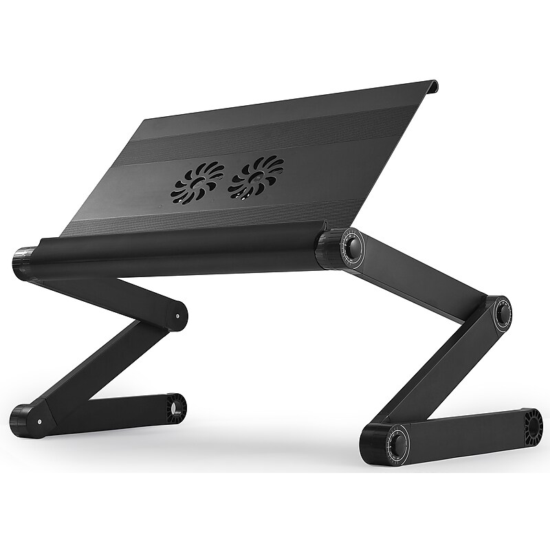 Uncaged Ergonomics WorkEZ Executive 18" x 11" Aluminum Adjustable Cooling Laptop Stand with 2 Fans & 3 USB Ports, Black (WEEFHB) image 1